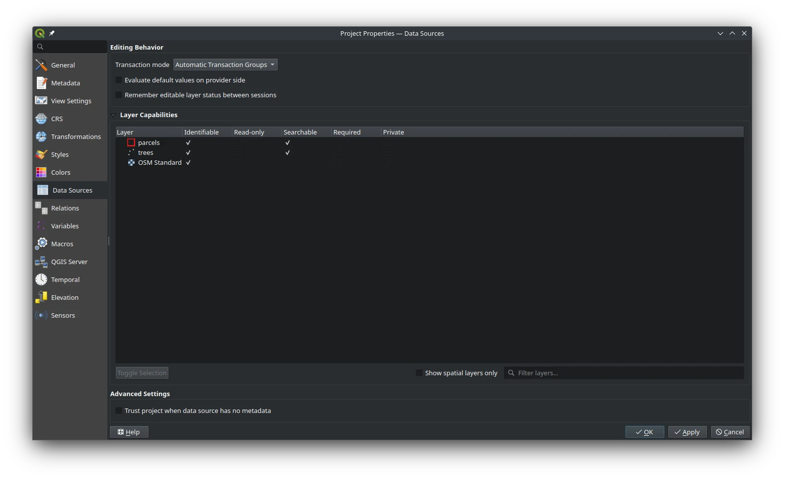 Data Source Tab in Project Properties